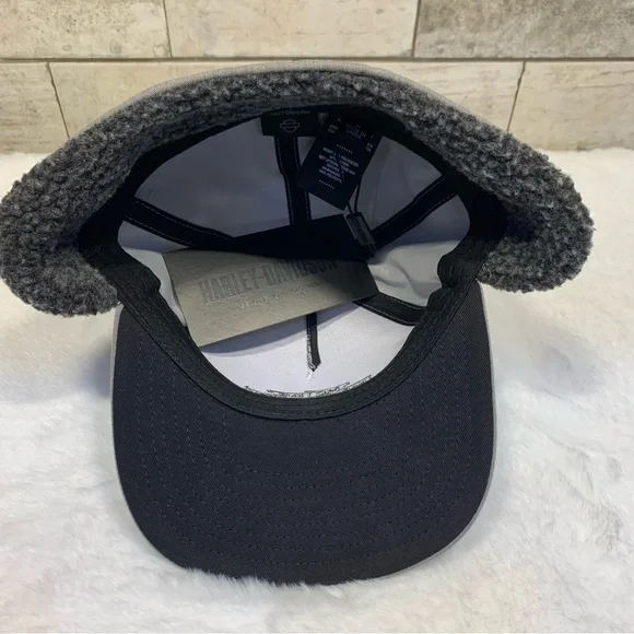 Harley-Davidson Men's Midwest Sherpa Ear Flap Fitted Hat-Grey 97677-23VM   7 1/4 - Picture 8 of 11